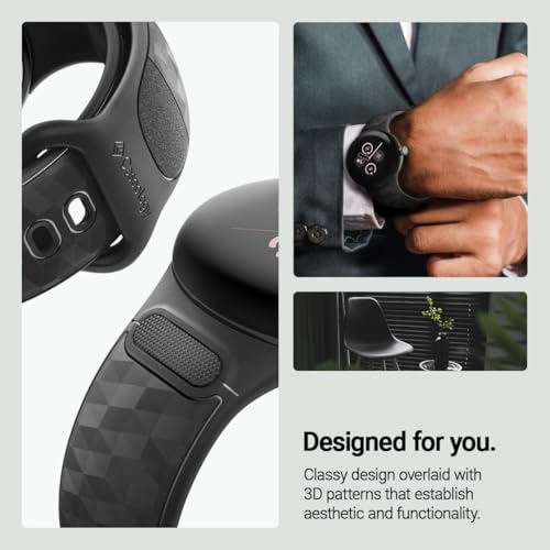 Image of CASEOLOGY by Spigen Parallax for Google Pixel Watch 3 Strap 41mm, Pixel Watch 2 /1 Strap Band - Matte Black