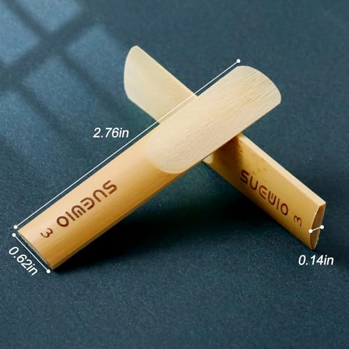 Image of SUEWIO Alto Saxophone Reeds 10 Pack, Strength 3.0, Traditional Alto Sax Reeds with Portable Case, Thinner Reed Tip & Unfiled Cut Design, Reeds for Experienced Alto Saxophone Players