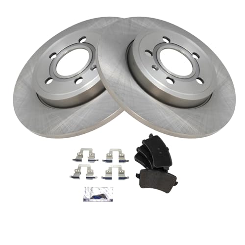 Image of TRQ Rear Brake Pad and Rotor Set Semi Metallic Rotors Compatible with 2009 Audi A4 2009 A4 Quattro