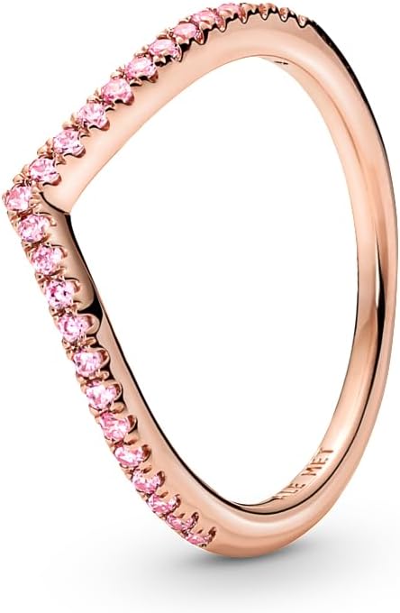 PANDORA Wish Sparkling Pink Ring - Rose Gold Ring for Women - Layering or Stackable Ring - Gift for Her - 14k Rose with Pink Cubic Zirconia - With Gift Box