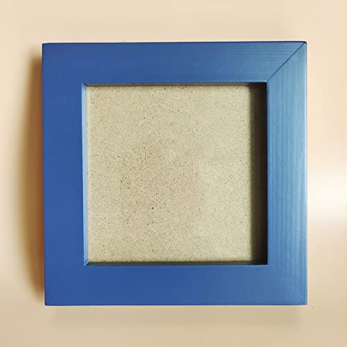 Image of 5x5 Picture Frames Blue Solid Wood Frame, Plastic Panel (Film Needs to be Removed) Table or Wall.Front Window Opening 4.5x4.5 inch.