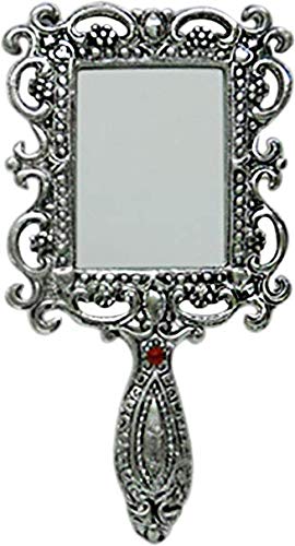 Aluminium Metal Silver Antiqe Style Hand Mirror