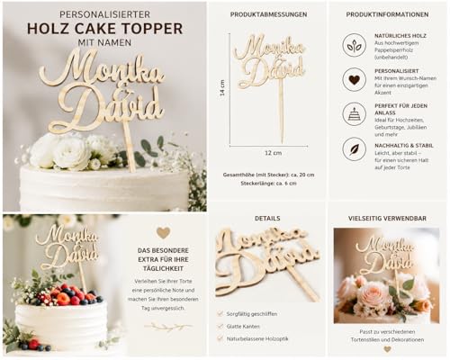 Pet-Jos Cake Topper na tort weselny, spersonalizowany drewniany tort weselny, spersonalizowana figurka na tort, topper, jubileusz, dekoracja na imprezę, wesele, cake Topper