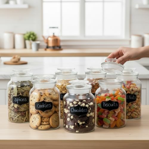 Image of ginoya brothers - Kitchen Glass Jar (3, 1500 Ml. Cookie Jar)