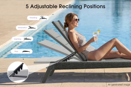 Image of PURPLE LEAF Outdoor Lounge Chair 3D Textilene Rust-Free Frame Moon Basalt