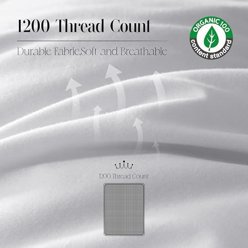 SWITTE 80% Hungarian Goose Down Duvet King Size, All Season Duvet Insert 800+ Fill Power, Soft 100% Organic Cotton Shell 1200TC Down Comforter, White(106"x90") by SWITTE - Image 6