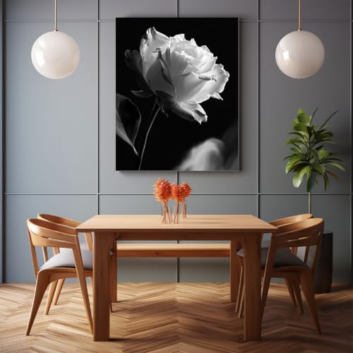 Lienzo de cuadro abstracto moderno en blanco y negro, póster floral de 40x60cm sin marco 2