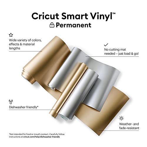 Image of Cricut Smart Vinyl Permanent Matte Metallic - 13in x 3ft - Vinyl for Permanent /Outdoor Decal Projects - Compatible with Cricut Explore 3 /Maker 3 - Champagne