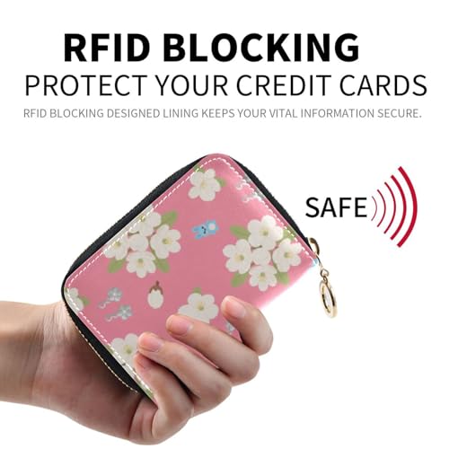 Women's Flowers Floral Bunny Rabbit Credit Card Holder Wallet Leather Zipper Card Case for Ladies Girls 203005793