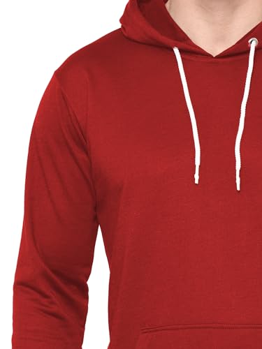 Image of TQH Men's Cotton Blend Fleece Solid Hooded Neck Sweatshirt