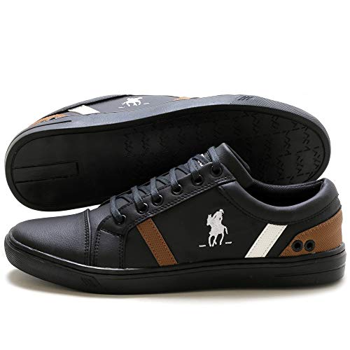 Sapatênis Tênis Masculino Polo Plus Confortável Preto 44