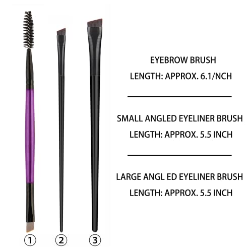 Eyelash Comb Lash Brush Separator - Eyelashes Separator Curler Makeup Mascara Applicator, Eyelash Grooming Brushes Metal Teeth, Eye Makeup Brush Tools With Comb Cover (3Pcs Angled Brush-Purple) #TOP5