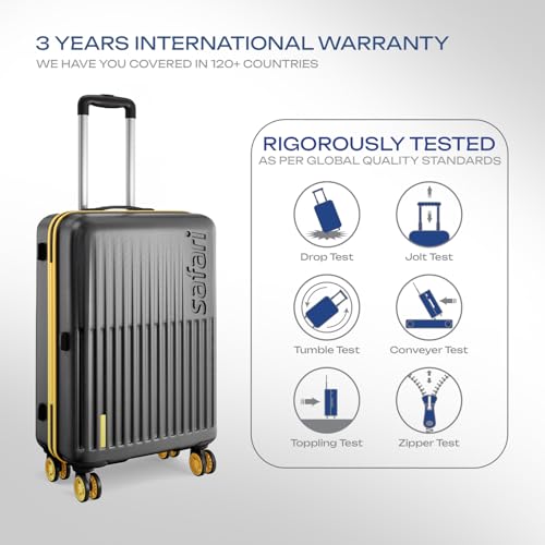 Image of Safari Astra Neo 8 Wheels Set of 2 (Cabin + Medium) Trolley Bags, Hard Case Polycarbonate, 360 Degree Wheeling Luggage for Men & Women, Travel Bag Suitcase for Travel, Trolley Bags for Travel, Black
