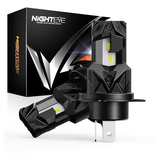 NIGHTEYE H4 LED Headlight Bulb - 1:1 Size Plug and Play H4 Headlight Bulb 18000LM 6500K Cool White Super Bright IP68 Waterproof Pack of 2