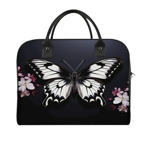 Sac portable papillon noir et blanc avec grand volume multi-poches de protection