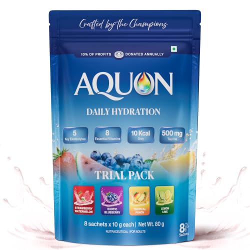 Image of AQUON Electrolyte Hydration Drink Mix, 4 Flavour Variety Pack, 8 Sachets