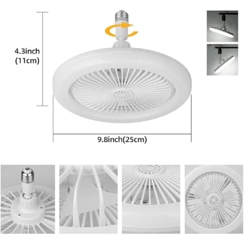 Ventilateur de plafond 30W plafonnier LED E27 télécommande rotation 360