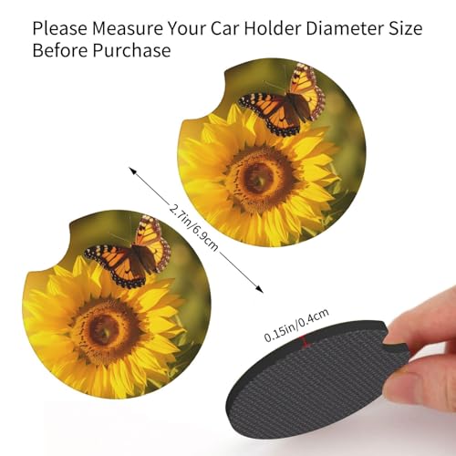 Set de 2 portavasos para carro diseño girasol y mariposa miniatura 3