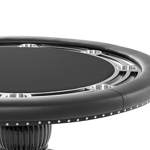 Bbo Poker Nighthawk Poker Table For 8 Players With Black Speed Cloth Playing Surface, 55-Inch Round, Includes 4 Dining Chairs #TOP2