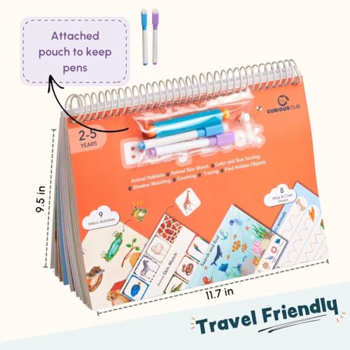 Image of Curious Cub Montessori Busy Book |Animal books for kids 2-4 | Toddler Busy Binder for 2-5 Yrs | Tracing Books For Kids Ages 3-5 | Activity Binder | Toddler Toys