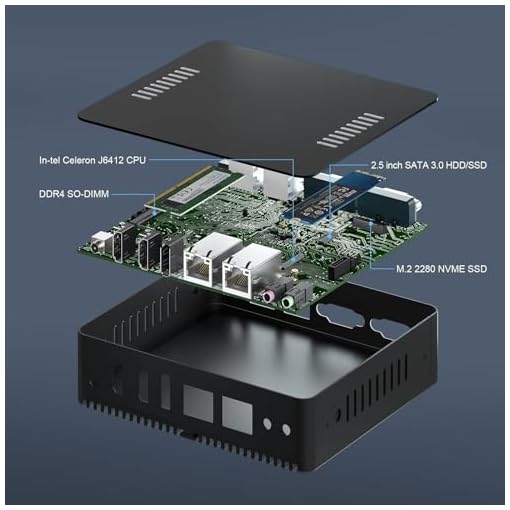 VENOEN Mini PC sin Ventilador de 12ª generación Celeron J6412, Mini Desktop pc, Windows 11, NO RAM NO SSD, Doble HD-MI, DP, 3 Pantallas, 2 RJ45 LAN, USB3.0, RS232 COM, WiFi de Doble Banda, BT4.2 - Imagen 4