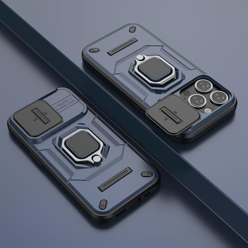 Image of CamShield Pro Case with Slide Camera Protection and 360 Protection Ring Stand Bumper Back Case Cover for iPhone 14 Pro (Blue)