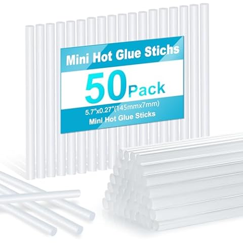 Mini Hot Glue Sticks for Glue Guns, 50-Piece Hot Glue Sticks, 5.8" Long x 0.27" Diameter, Small Size, Hot Glue Gun Sticks Versatile for Crafts, DIY Home Decor and Gluing Projects Cover