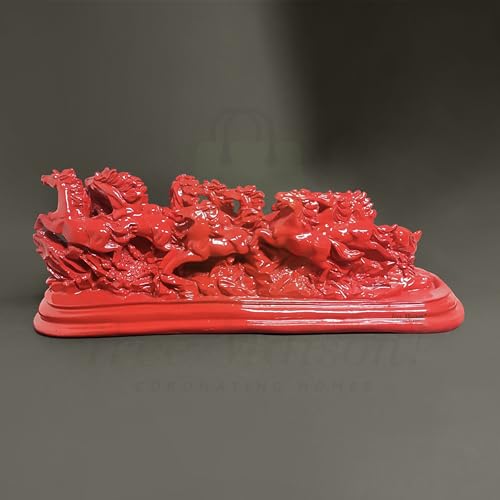 Image of Red Horse | Vastu 12 Running Horses |Size-39cm Approx |Weight- 1800gm Approx | 12 Horses Vastu Remedy | Decorative Showpiece for Home and Office |Pack of 1