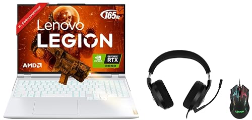 Image of Lenovo Legion 5 AMD Ryzen 7 5800H 15.6 inch (39.62cm) WQHD IPS Gaming Laptop (16GB /512GB SSD /6GB NVIDIA RTX 3060 /165Hz /Windows 11 /Office 2021 /Blue Backlit /2.4Kg), 82JU018YIN + M200 Mouse + H200 Headset