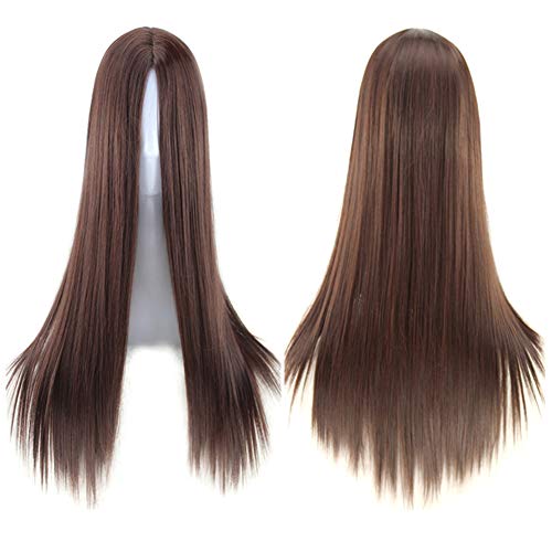 Peruca feminina, feminina, fibra química, resistente ao calor, longa, reta, africana, com rede de ca