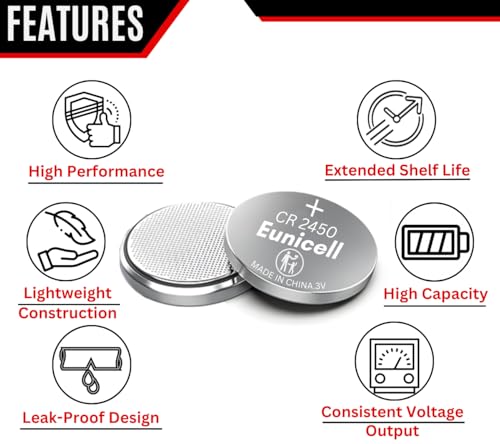 Eunicell - 20 x CR2450 3V Lithium Coin Battery/Button Cell Battery - Suitable for use in LED lights, Digital Voice Recorders, Toys, Blood Glucose, Cholesterol Testing, Meters, Toys - Image 2