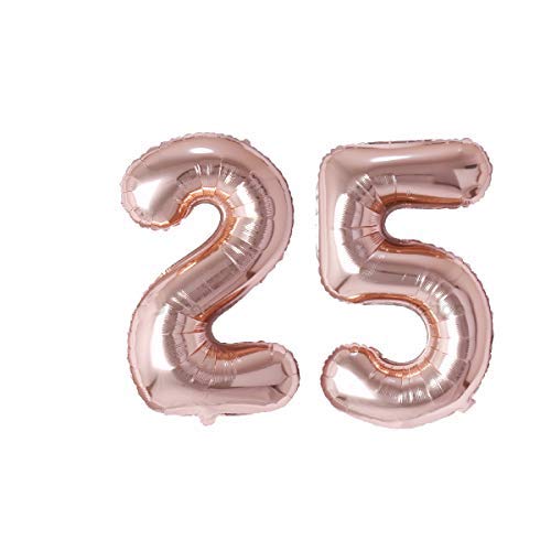 Image of Rozi Decoration Foil 16? Inch Rose Gold 25 Number Decoration | 25Th Birthday Decoration Items | 25Th Anniversary Decoration Items Kit | 25 Balloon For Birthday Pack Of 2 Pcs
