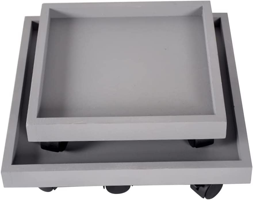 Support à roulettes pour pots de fleurs carré 40 cm, plateau robuste plante intérieur