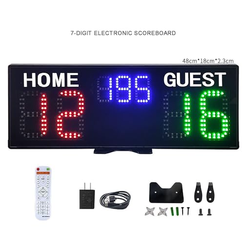 Marcador electrónico multisport con LED y control remoto, para baloncesto, fútbol, tenis, bádminton y más, montaje en pared o portátil miniatura 2