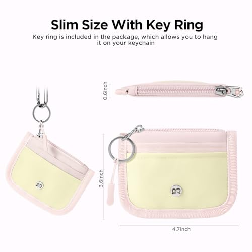 Image of Babysun Mini Rfid Card Holder Slim Wallet with Change Zipper Pocket /3 Crad Slots /Key Ring, Small Wallet Thin Credit Card Wallet for Women & Men