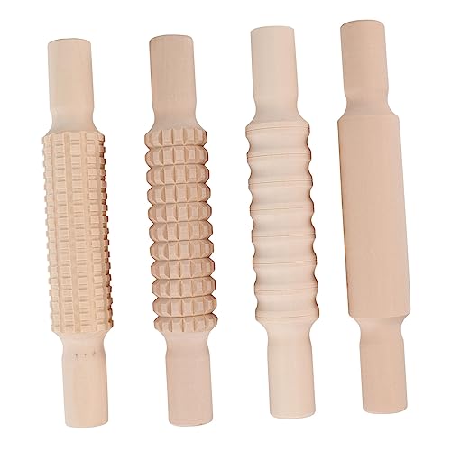 ULTECHNOVO 4 piezas Rodillos de Madera para Repostería Herramientas DIY para Decoración de Pasteles Aptos para Educación Infantil y Amasado