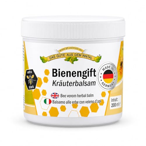 Inntaler Beenengift - Bálsamo de hierbas extrafuerte, 200 ml, cuidado de la piel con 12 extractos de plantas, mentol y aceite de aguacate, para zonas expuestas de la piel después del deporte y la