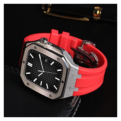 Kit modification Apple Watch 44mm boîtier métal chic et bracelet silicone agate SCHIK - 7