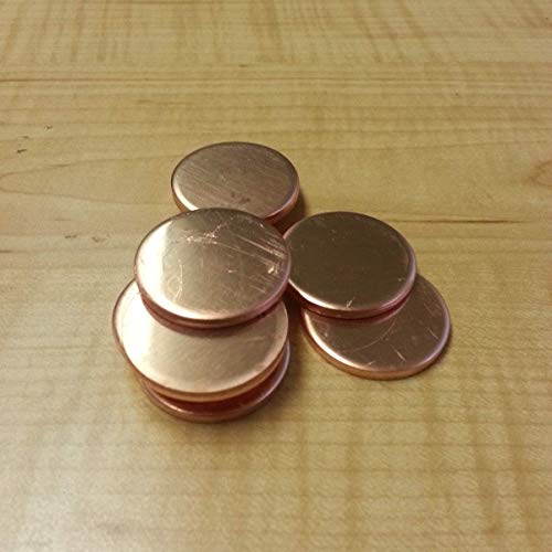 1/4" Dia. Copper Round Disc Blanks .125 1/8" Thick (Lot of 10)