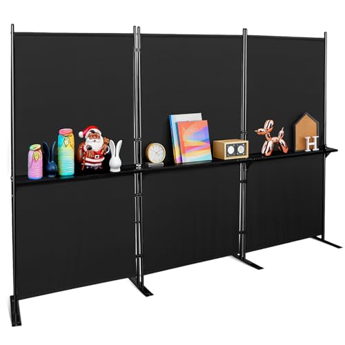 La Mejor Recopilación de Biombos que puedes comprar esta semana. 41 DASHLINE Biombo Divisor de 3 Paneles con Repisas Metálicas, Pantalla Plegable de Privacidad de 265 cm x 180 cm, Separador de Ambientes con Estantes Desmontables, Biombo Decorativo...