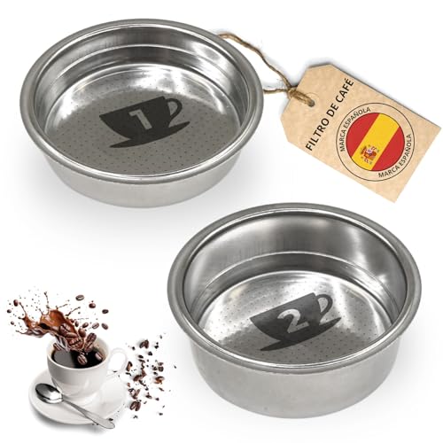 PROAX® Filtro Cafetera Cecotec 51mm Presurizado | Compatible con Cafeteras Cecotec, Delonghi, Ufesa y Breville | Set de 2 o 3 Cazoletas | Repuesto Power Espresso 20 (Set 2 Filtros (1 y 2 Tazas))