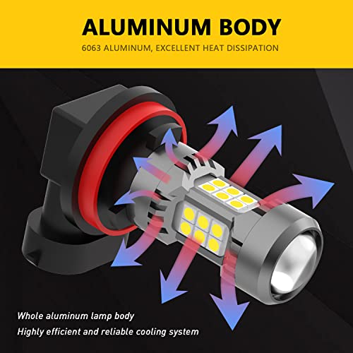 Phinlion H11 H8 H16 Led Fog Light Bulbs, 3200 Lumens Super Bright, 6000K Xenon White, 3030 30-Smd Chips, Halogen Replacement Drl Lamps For Cars, Trucks, Suvs #TOP2
