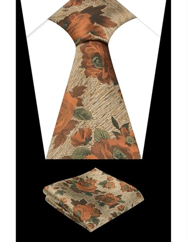 Image of Alizeal Mens 3.15'' Colorful Flower Pattern and handkerchief Necktie Set