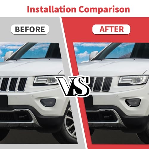 Image of Jimen Fit for Jeep Grand Cherokee 2014-2016, 7PCS Grille Inserts Cover & 2PCS Front Fog Light Bezel Trim