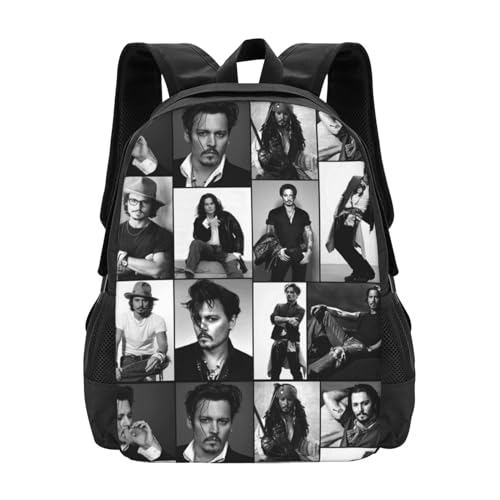 Johnny Depp Backpack,3d Print Laptop Backpack Lightweight Casual Daypack Bookbag 16.5 In, Black