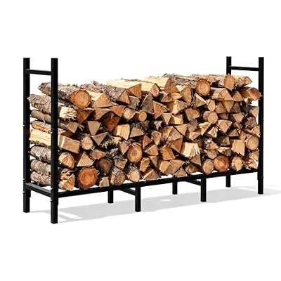 ARIFARO 4ft Firewood Rack, Adjustable Outdoor Indoor Log Holder Steel Heavy Duty Wood Rack,for Firewood Storage Wood Stacker, Rustproof, Easy Assembly, Black