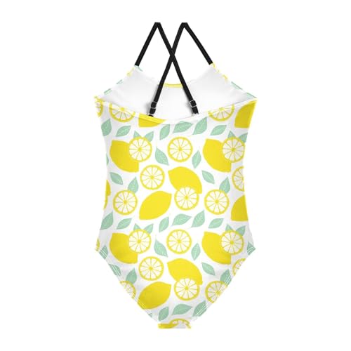 Girls One Piece Swimsuits Lemon Bathing Straps Suit Kids Cute Swimwear 3-10T2