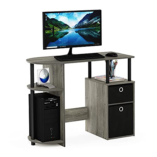 Jaya Simplistic Computer Study Desk French Oak Grey/Black