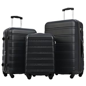 Merax Luggage Sets of 3 Piece Carry on Suitcase Airline Approved,Hard Case Expandable Spinner Wheels (Black)