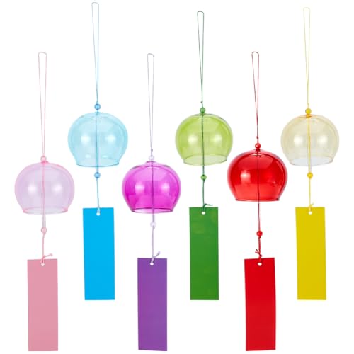 AHANDMAKER 6 Stück Japanische Windspiele 6 Farbe Handgefertigte Windglocken Aus Glas Runder Sonnenfänger Aus Glas Zum Aufhängen Anhänger Für Garten Terrasse Außen Oder Innenbereich Heimdekoration